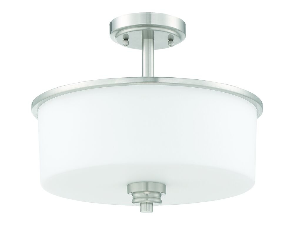 Bolden 2 Light Convertible Semi Flush in Brushed Polished Nickel (White Glass)