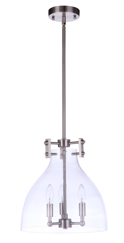 Chardonnay 3 Light Pendant in Brushed Polished Nickel