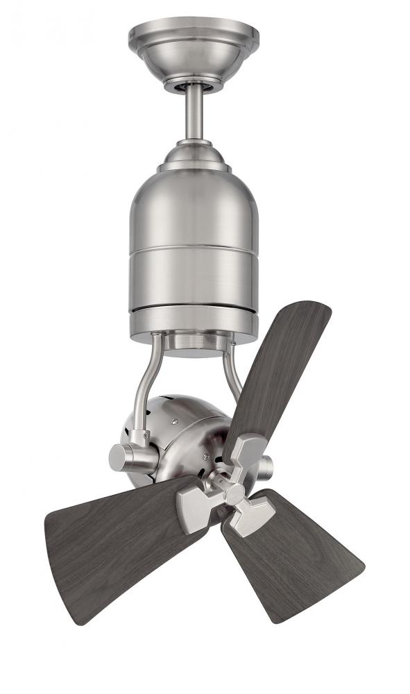 Bellows Uno 18" 3-Blade Indoor/Outdoor (Damp) Ceiling Fan in Painted Nickel w/ Greywood Blades