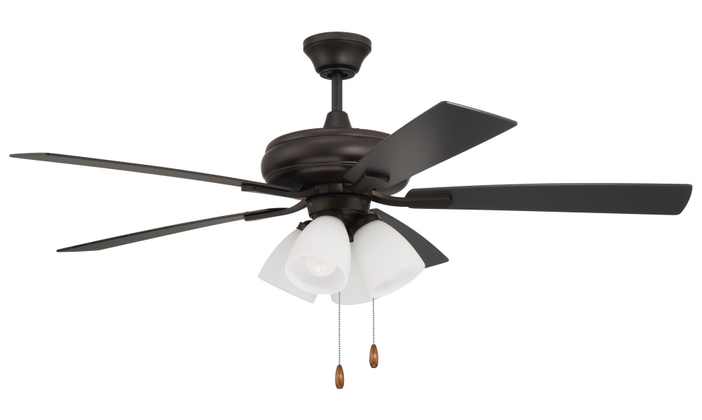 Eos 52" 5-Blade Frost 4 Light Ceiling Fan in Espresso w/ Espresso/Walnut Blades