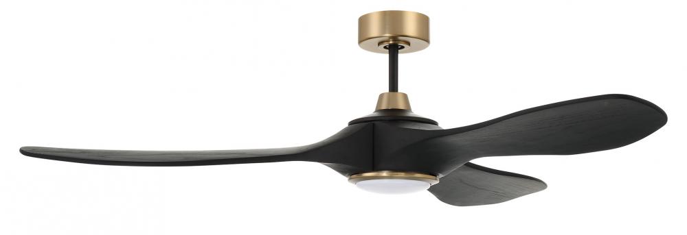 Envy 60" 3-Blade Ceiling Fan in Flat Black/Satin Brass w/ Flat Black Blades