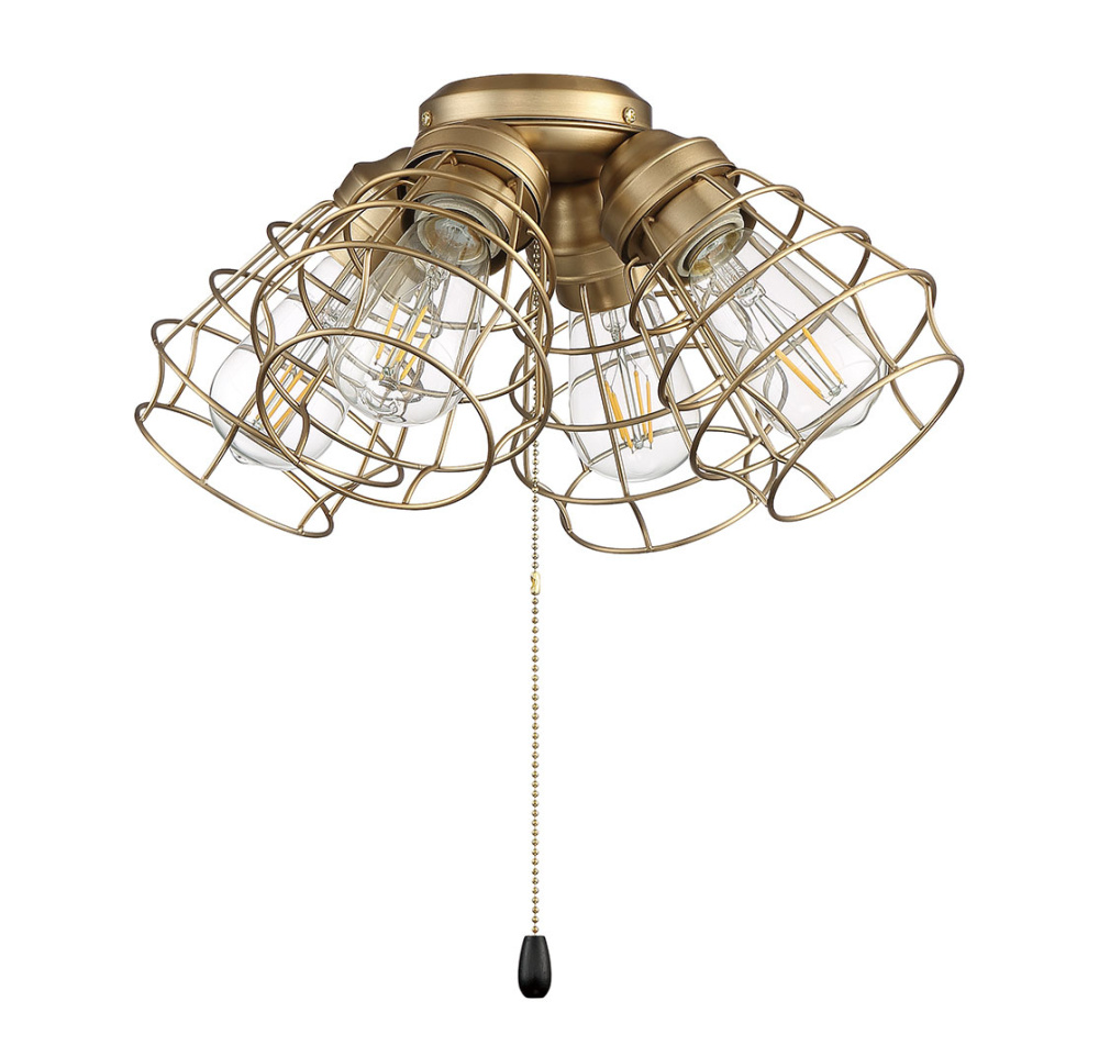 4 Light Cage Light Kit in Satin Brass