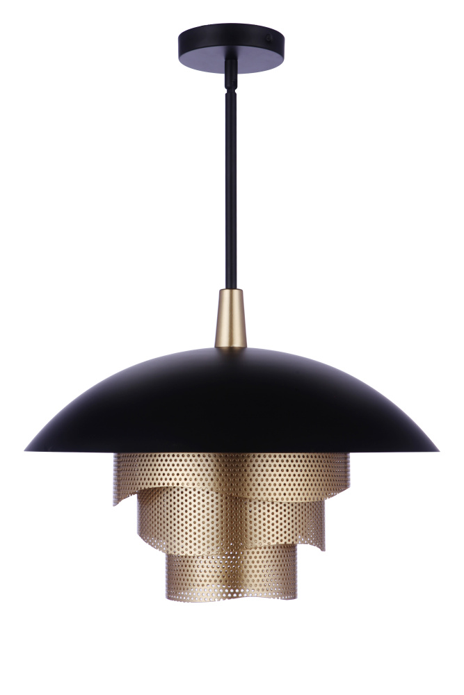 19Ã¢â‚¬Â Diameter Sculptural Statement Dome Pendant with Perforated Metal Shades in Flat Black/Mat