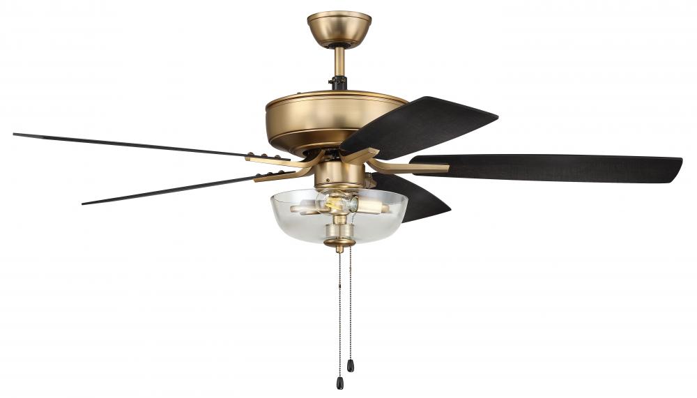 Pro Plus 101 52" 5-Blade Ceiling Fan in Satin Brass w/ Black Walnut/Flat Black Blades