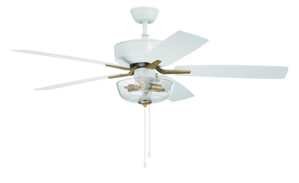 Pro Plus 101 52" 5-Blade Ceiling Fan in White/Satin Brass w/ White/Washed Oak Blades