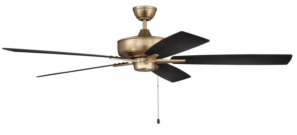 Super Pro 60" 5-Blade Ceiling Fan in Satin Brass w/ Black Walnut/Flat Black Blades