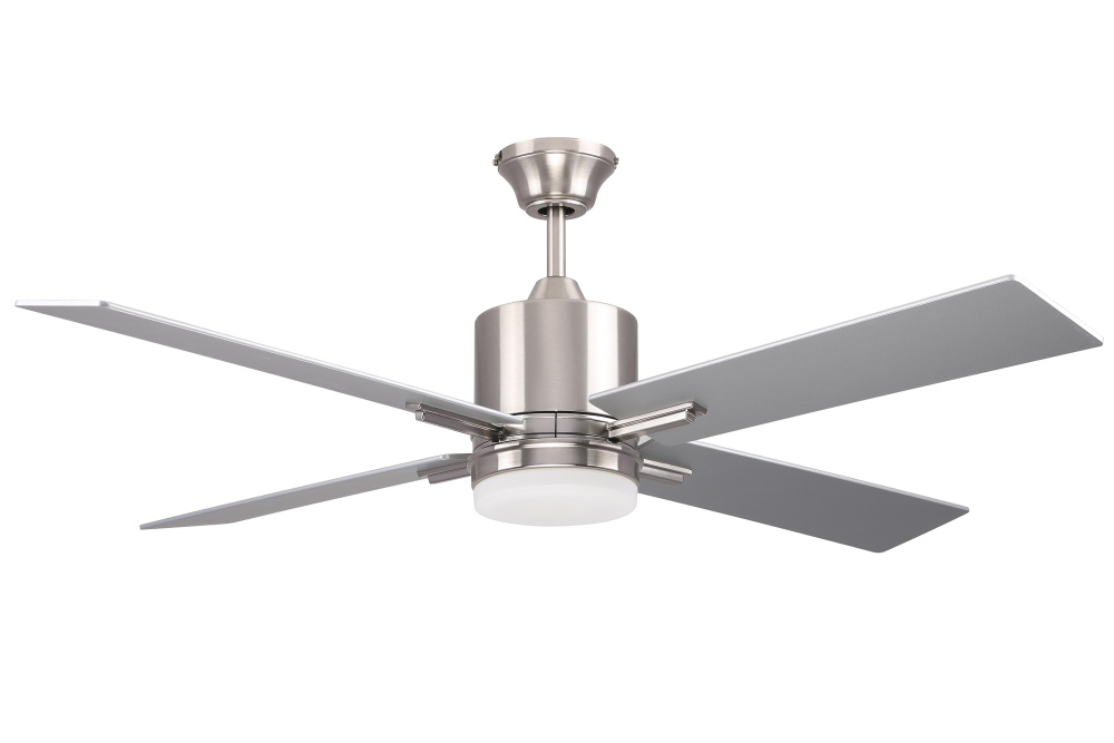 52" Teana in Brushed Polished Nickel w/ Brushed Nickel/Walnut Blades