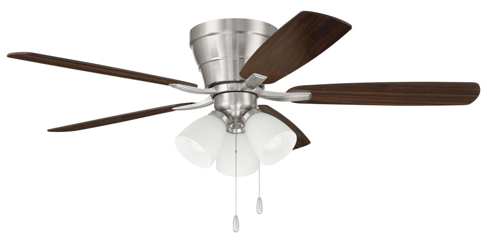 Wheeler 52" 5-Blade 3-Light Ceiling Fan in Brushed Polished Nickel w/ Driftwood/Walnut Blades