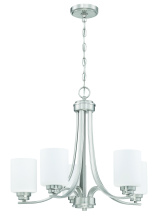 Craftmade 50525-BNK-WG - Bolden 5 Light Chandelier in Brushed Polished Nickel (White Glass)