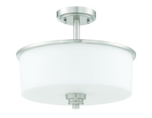 Craftmade 50552-BNK-WG - Bolden 2 Light Convertible Semi Flush in Brushed Polished Nickel (White Glass)