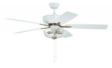 Craftmade P101WSB5-52WWOK - Pro Plus 101 52" 5-Blade Ceiling Fan in White/Satin Brass w/ White/Washed Oak Blades