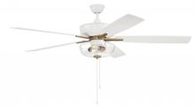 Craftmade S101WSB5-60WWOK - Super Pro 101 60" 5-Blade Ceiling Fan in White/Satin Brass w/ White/Washed Oak Blades