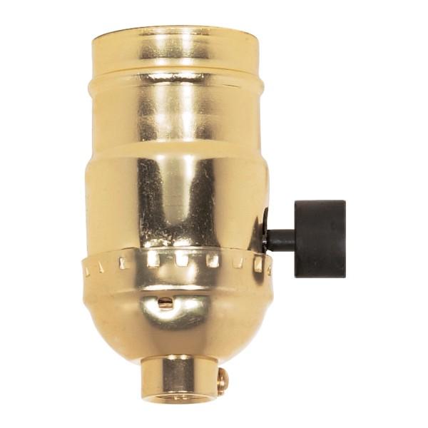 On-Off Large Key Socket With Non Removable Knob; 1/8 IPS; Aluminum; Brite Gilt Finish; 250W; 250V