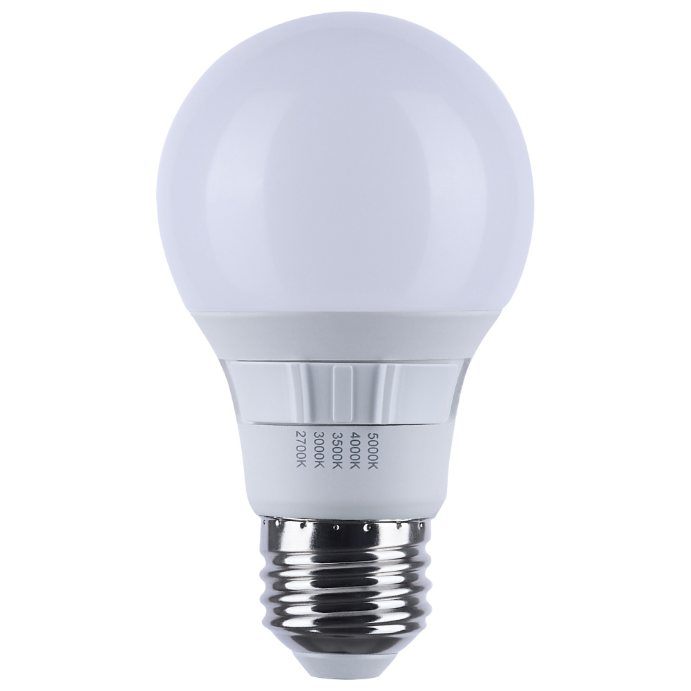 9 Watt A19 LED; 27K/3K/35K/4K/5K CCT Selectable; Medium Base; White Finish; 120 Volt