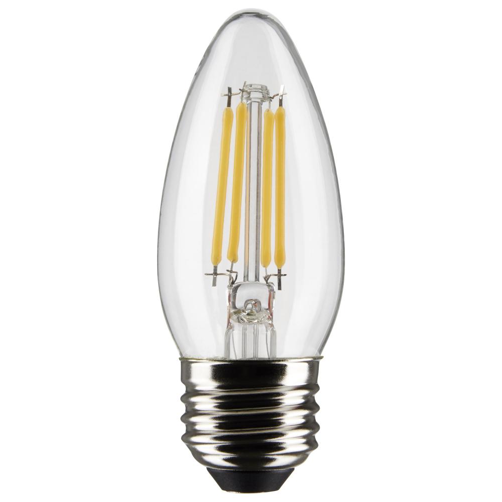 4 Watt B11 LED Filament; Clear; Medium Base; 2700K; 350 Lumens; 120 Volt; 2-Pack