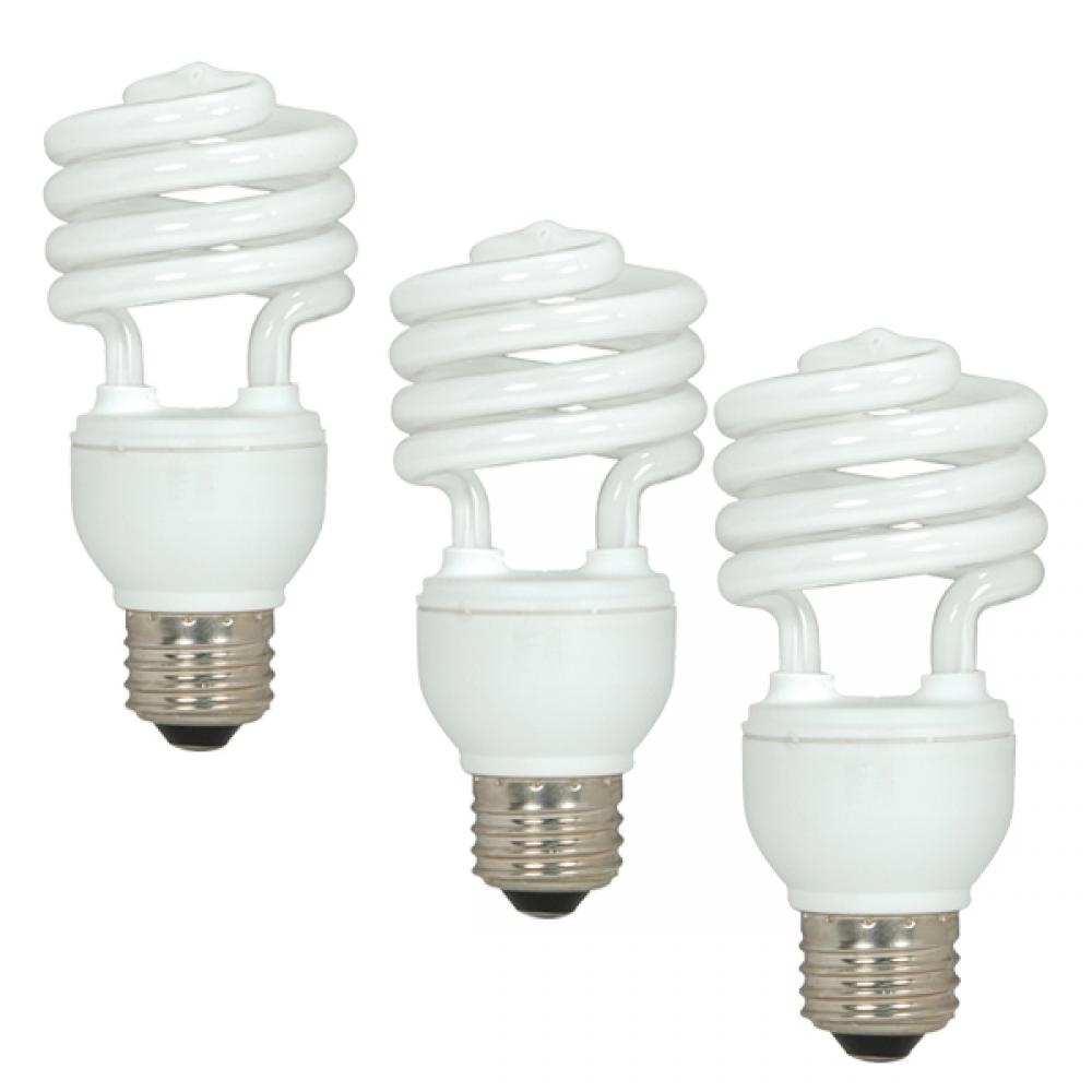 18 Watt; Mini Spiral Compact Fluorescent; 5000K; 82 CRI; Medium base; 120 Volt; 3-pack