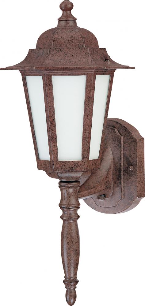 1-Light Outdoor Wall Lantern (Arm Up) with Photocell in Old Bronze Finish and Frosted Glass (1) 13W