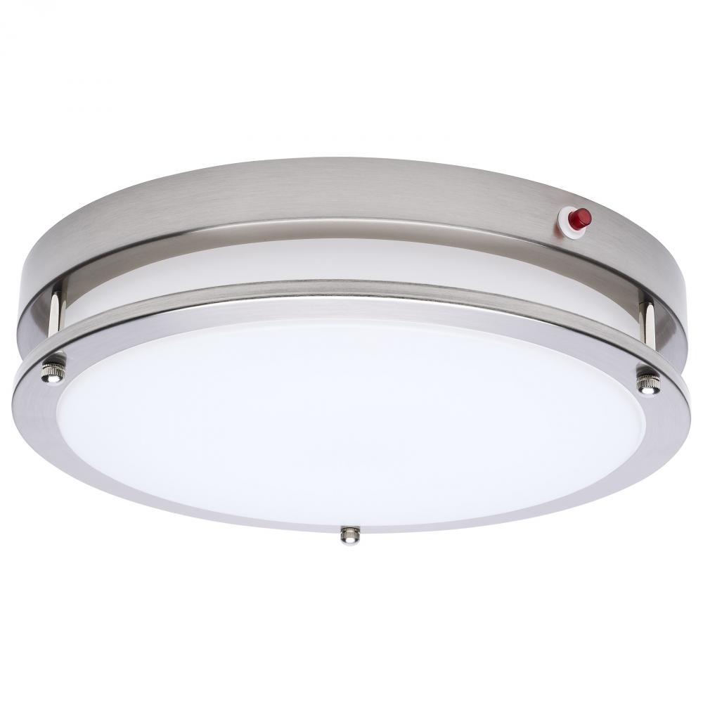 Glamour; 13 Inch LED Flush Mount; Emergency Battery; CCT Selectable; Brushed Nickel Finish