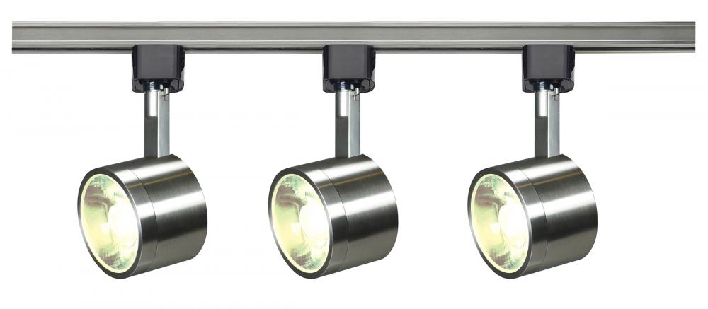Track Lighting Kit - 12 Watt LED per Head - 3000K - 4 foot Track - 36 degree - Round shape - Brushed