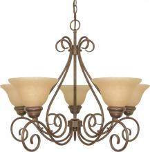 Nuvo 60/1023 - Castillo - 5 Light Chandelier with Champagne Linen Washed Glass - Sonoma Bronze Finish