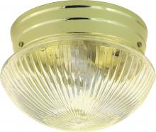 Nuvo SF76/250 - 1 Light - 8" Flush with Clear Ribbed Glass - Polished Brass Finish