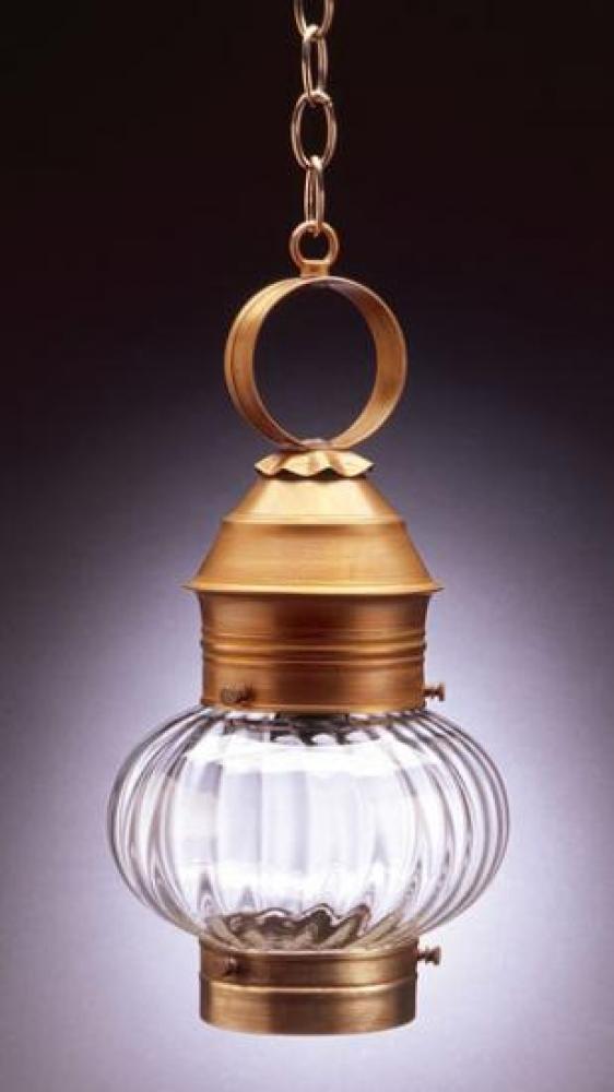 Onion Hanging No Cage Dark Antique Brass Medium Base Socket Optic Glass