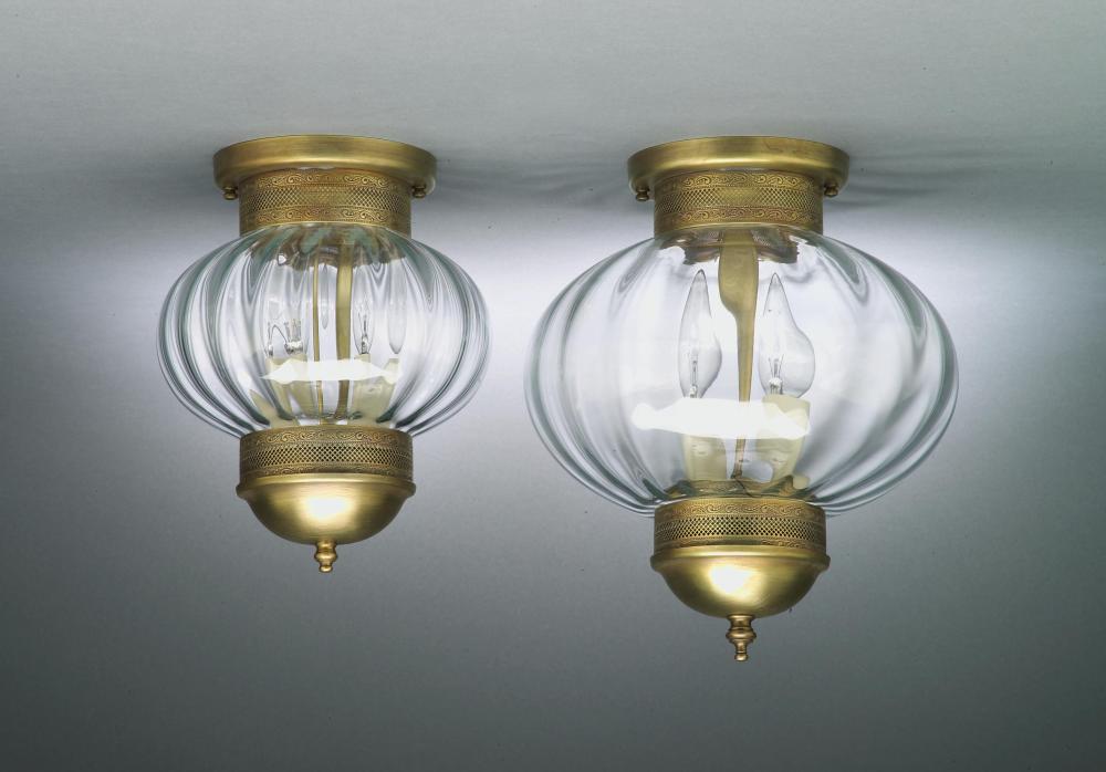 Onion Flush With Galley No Cage Verdi Gris 2 Candelabra Sockets Optic Glass