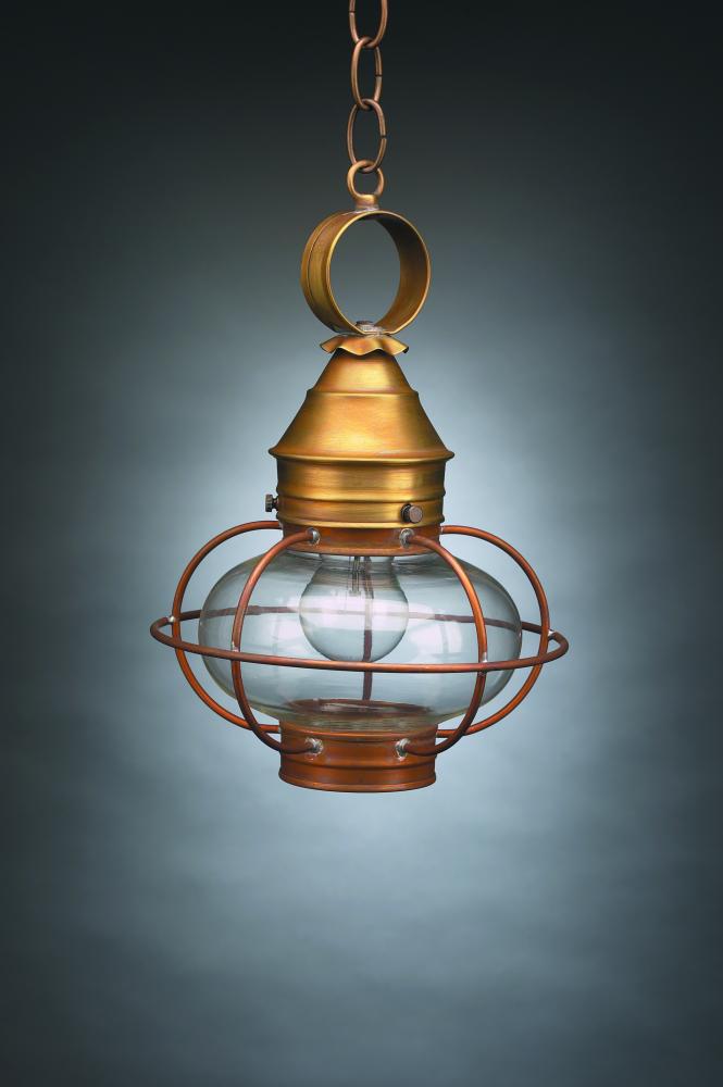 Caged Onion Hanging Antique Copper Medium Base Socket Clear Glass