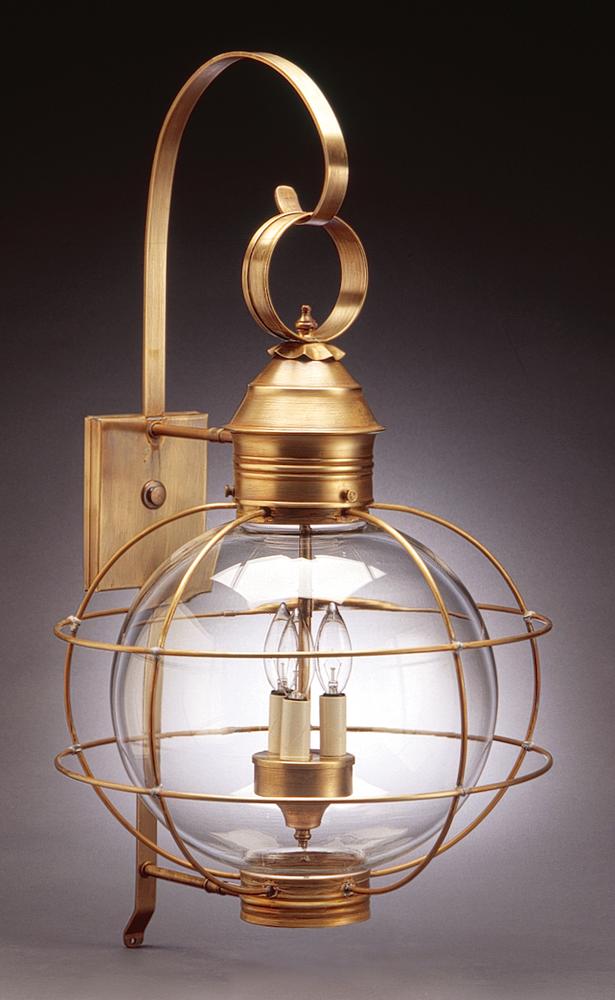 Caged Round Wall Dark Brass Medium Base Socket Optic Glass