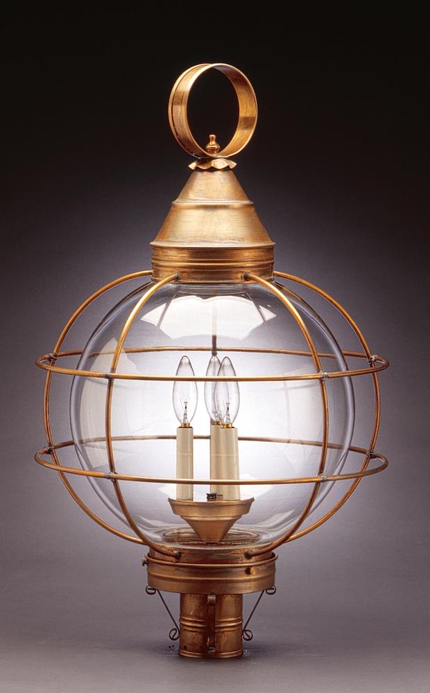 Caged Round Post Antique Brass Medium Base Socket Optic Glass