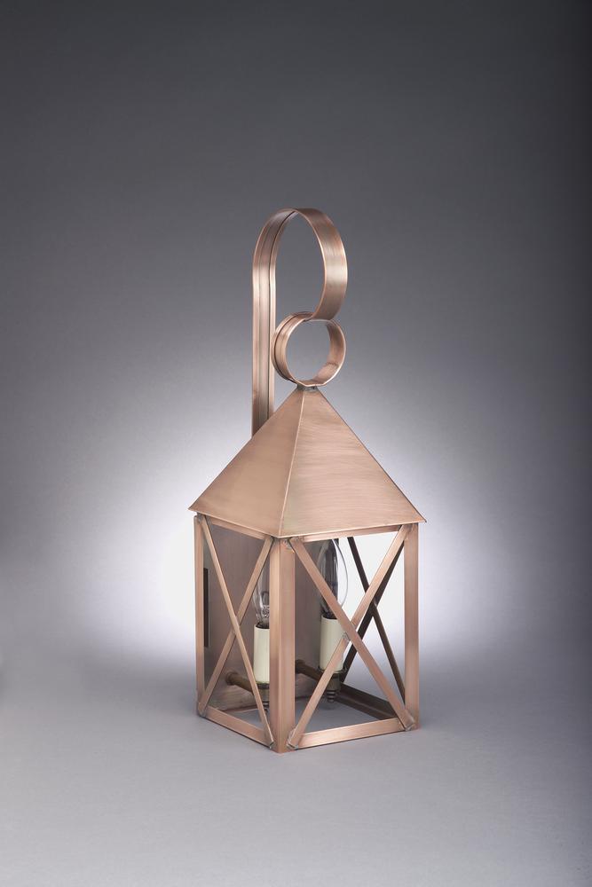 Pyramid Top X-Bars Wall Antique Copper Medium Base Socket Clear Glass