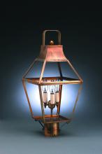 Northeast Lantern 2243-VG-LT3-FST - Tapered Post Verdi Gris 3 Candelabra Sockets Frosted Glass