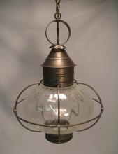 Northeast Lantern 2542-VG-MED-CLR - Caged Onion Hanging Verdi Gris Medium Base Socket Clear Glass