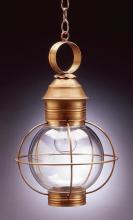 Northeast Lantern 2832-AB-MED-OPT - Caged Round Hanging Antique Brass Medium Base Socket Optic Glass