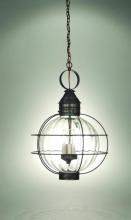 Northeast Lantern 2852-DAB-LT3-OPT - Caged Round Hanging Dark Antique Brass 3 Candelabra Sockets Optic Glass