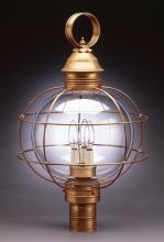 Northeast Lantern 2853-AB-LT3-OPT - Caged Round Post Antique Brass 3 Candelabra Sockets Optic Glass