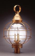 Northeast Lantern 2863-DAB-MED-OPT - Caged Round Post Dark Antique Brass Medium Base Socket Optic Glass
