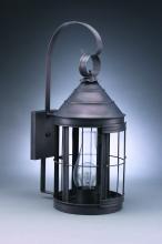 Northeast Lantern 3337-AB-CIM-CSG-NS - Cone Top Wall With Top Scroll Antique Brass Medium Base Socket With Chimney Clear Seedy Gl