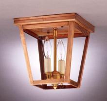 Northeast Lantern 7324-DB-LT2-CLR - Square Flush Dark Brass 2 Candelabra Sockets Clear Glass