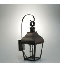 Northeast Lantern 7637-DB-CIM-CLR - Curved Top Wall With Top Scroll Dark Brass Medium Base Socket With Chimney Clear Glass