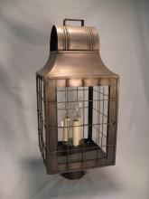 Northeast Lantern 9253-VG-LT3-CLR - Culvert Top H-Rod Post Verdi Gris 3 Candelabra Sockets Clear Glass